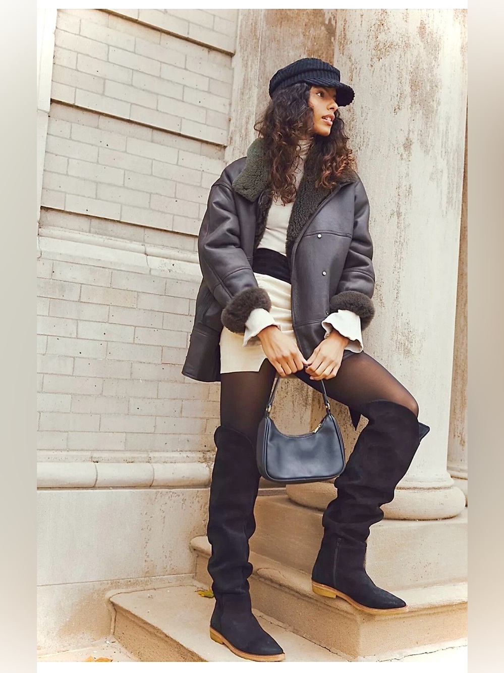 Free People Black Suede Over-the-Knee Riding Boots